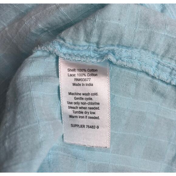 St John's Bay Blue Women's Blouse with knit sleeve detailing Size Medium - Picture 5 of 6